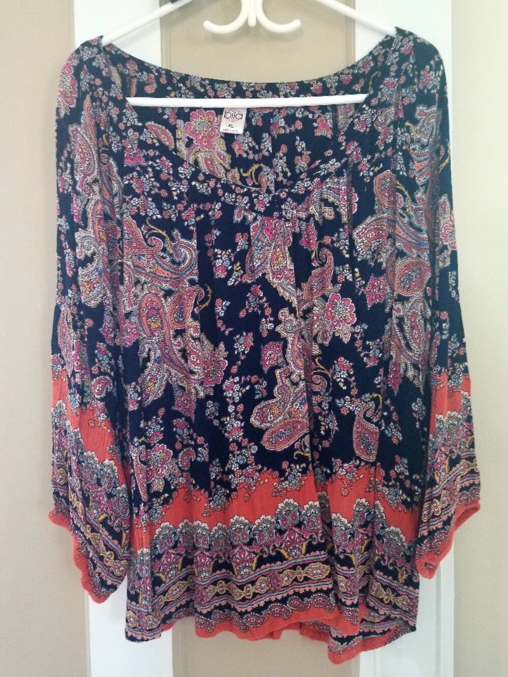 Boho Hippie Paisley Flowy Top XL